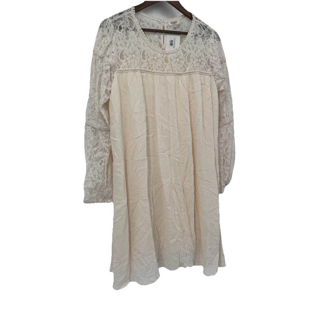 Umgee Cream‎ Ivory Lace Sleeve Boho Cottagecore Dress NWT L romantic beachy